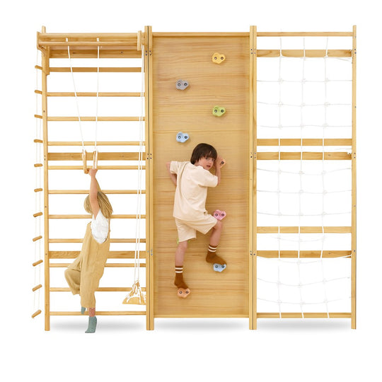 Walnut ModularSwedish Ladder Jungle Gym - Wall Mounted banner